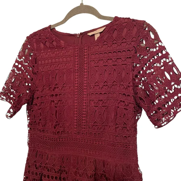 Burgundy Wine Lace Fit and Flare Dress. H&M size S - Image 2