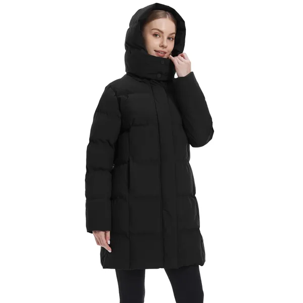 NWT ~ Women's Longer Black Quilted Coat Winter Puffer Jacket & Hood ~ SMALL - Image 3