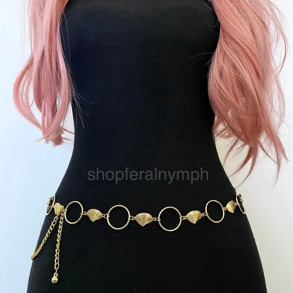 Gold Y2K Seashell Open Ring Waist Chain Belt, Fits 17-40 Inches, X7GA1303 - Image 2