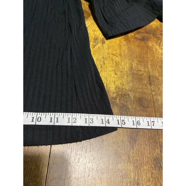 OLIA Womens Black Ribbed Knit Wide Leg Pants Palazzo Office Est XS Whimsigoth - Image 12