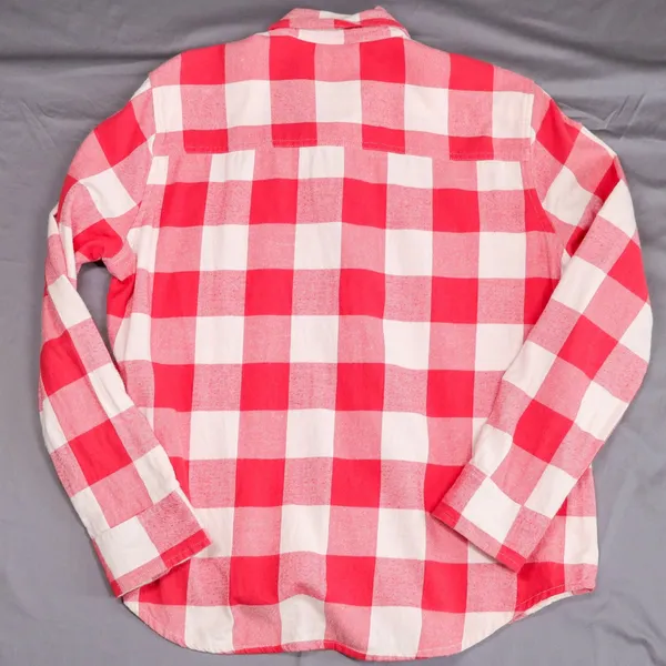 Pact Organic Cotton Mila Flannel Shirt Women M Red White Gingham Plaid Button Up - Image 4