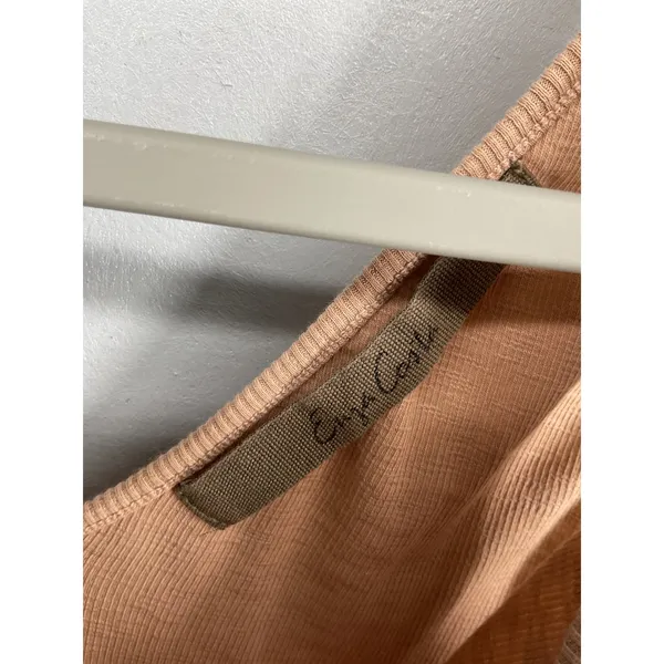 Enza Costa Womens Tank Top Ribbed Double V-Neck Tan Medium - Image 5
