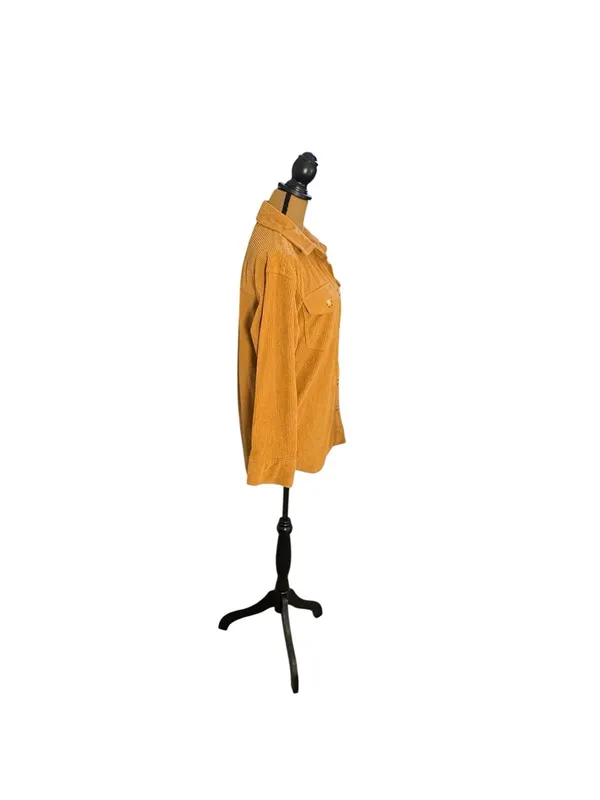 Berkley Jensen Women M Mustard Corduroy Shacket Overshirt Button Up Fall - Image 2