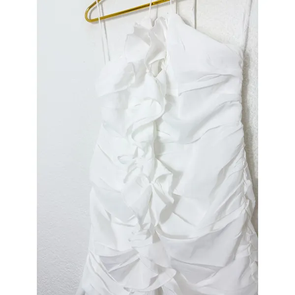 Princess Polly Eddy White Ruffle Mini Dress Size 10 Halter Chiffon Bridal Sexy - Image 9