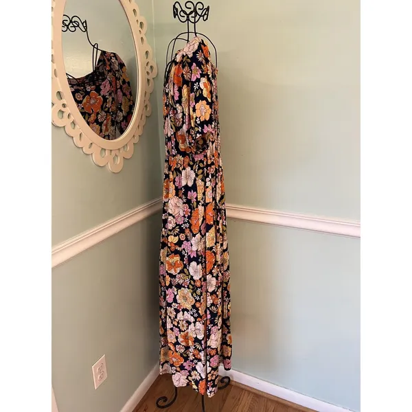 Harlow & Rose Floral Multicolor Polyester Round Neck Short Sleeve Maxi‎ Dress S - Image 6
