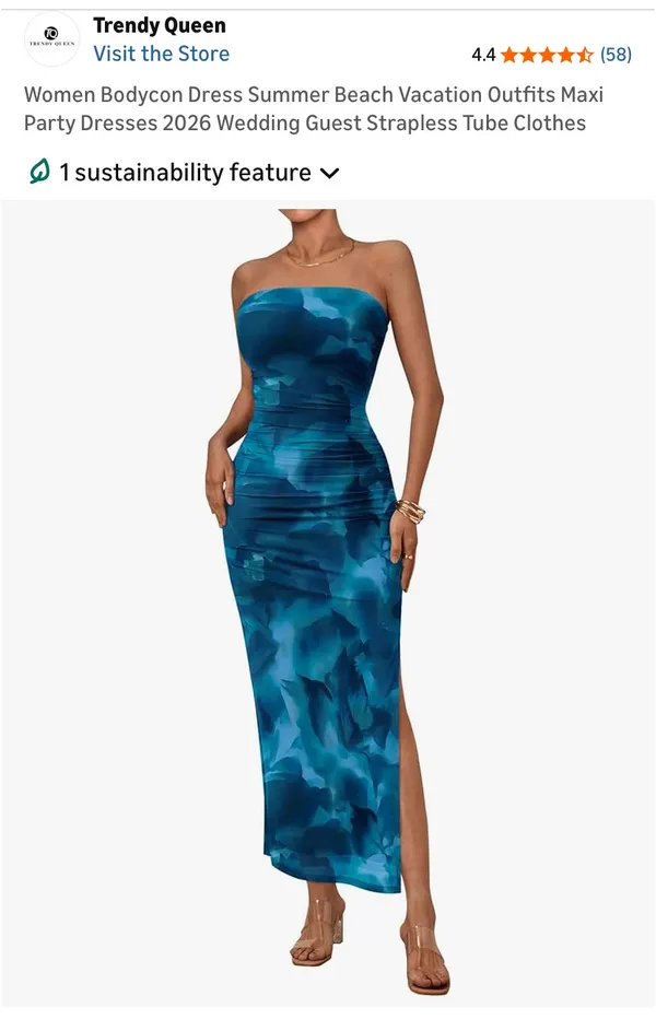 Blue floral bodycon dress Size M - Image 2