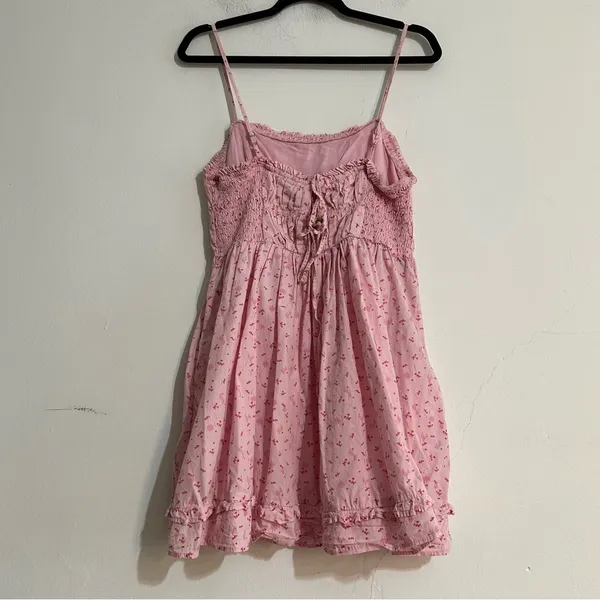 Free People Cherry Print Pink Gabby Babydoll Mini Dress Coquette Cottage Boho - Image 8