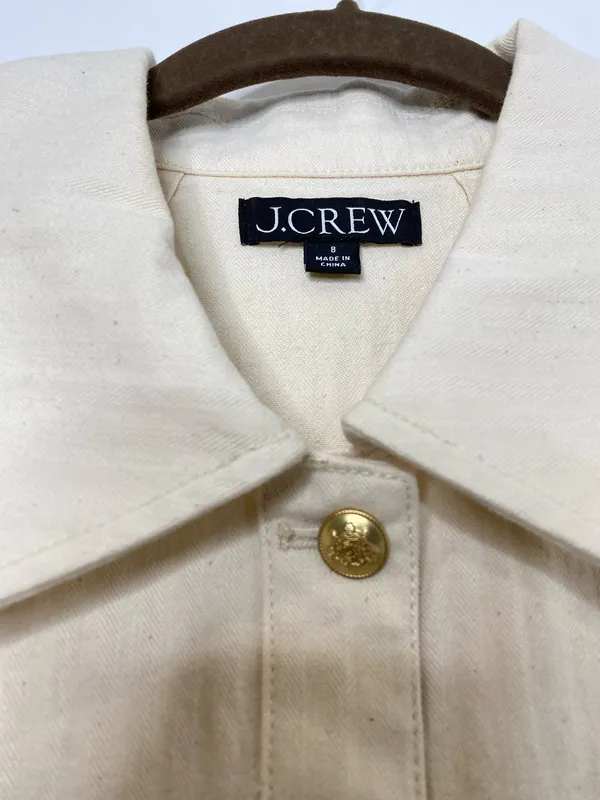 J.Crew Ecru Denim Cropped Button Up - Image 4