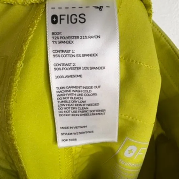 FIGS Women’s Technical Collection XXS Jogger Scrub Pants Chartreuse Green Pink - Image 9