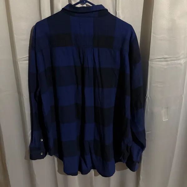 Aerie Lumber Jane Flannel Shirt Lg Blue Black Plaid Oversized Soft Cozy Grunge - Image 3