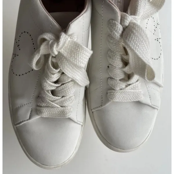 KATE SPADE Angelise White Gold Leather Lace Up Low Top Sneakers Size 8B - Image 2