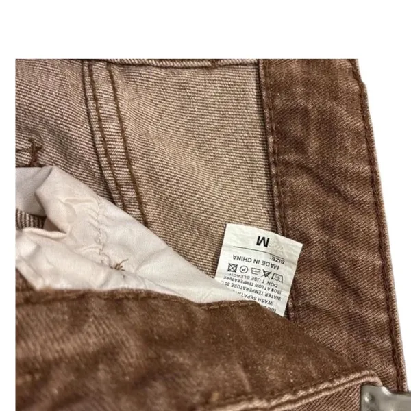 Y2K Deconstructed Women's Cargo Jeans Size M Brown Size M - Image 4