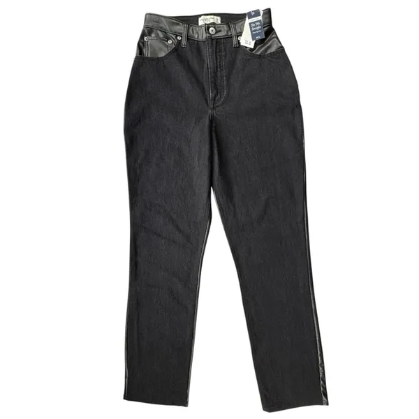 Abercrombie & Fitch Black 90s Straight Ultra High Rise Jeans Womens 6 Long NWT - Image 16
