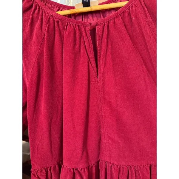 Universal Thread Burgundy Corduroy Long Sleeve Babydoll Mini Dress XL‎ Pockets - Image 8