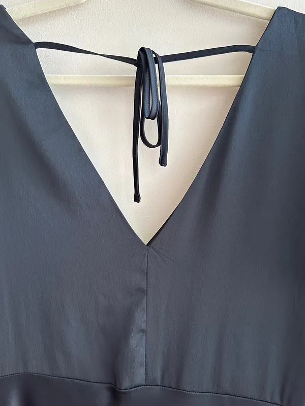 A New Day Women's Satin Flutter Short Sleeve Maxi A-Line Dress - Black, Medium - Image 12
