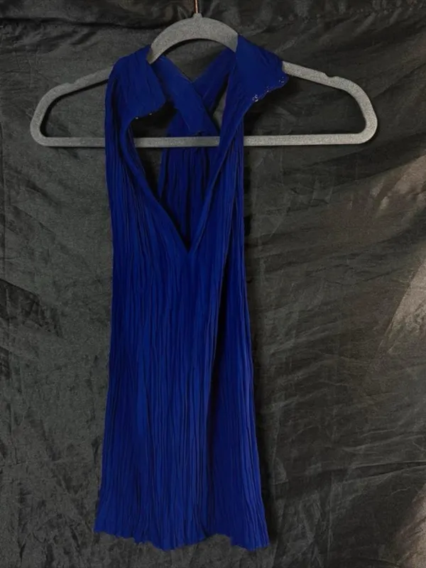 White House | Black Market Y2K Purple Halter Top With Criss Cross detailing - Image 6