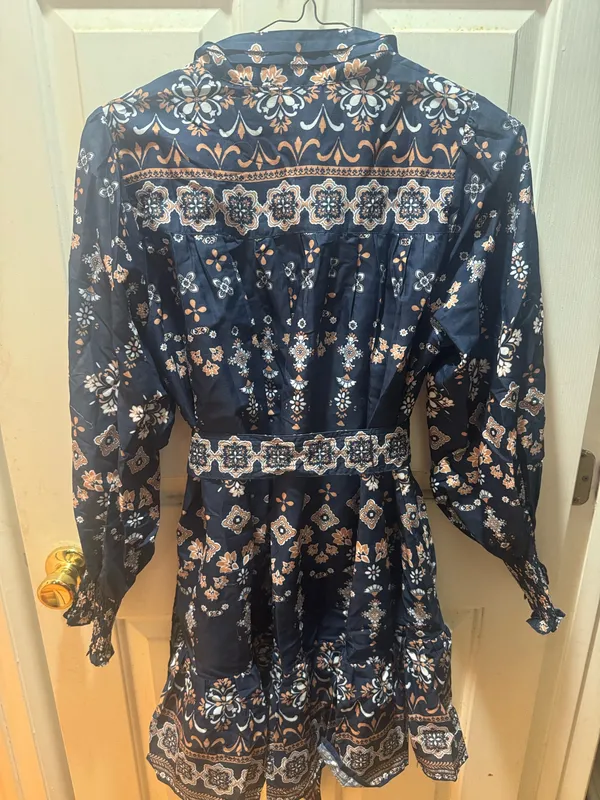 AVARA Floral Dress Blue Size L - Image 5