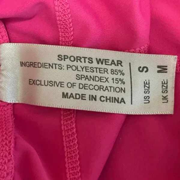 Womens Raspberry Pink Mid Rise Pockets Stretch Activewear Sports Biker Shorts S - Image 3