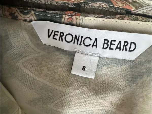 Veronica Beard 100% Silk Paisley Halter Tank - Green, Cream, Coral Size 8 - Image 11
