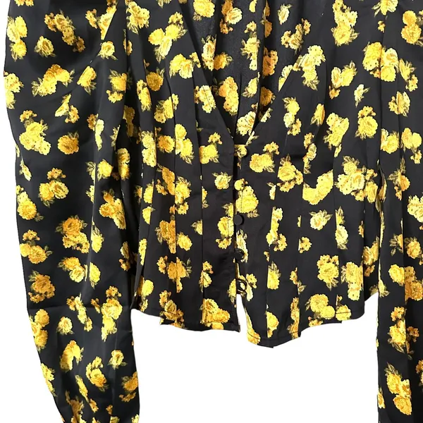 FOR‎ LOVE & LEMONS Elisa Marigold Pleated Blouse Sz XS - Image 6