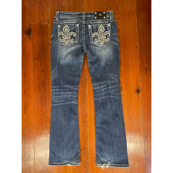 Miss Me Signature Boot Jeans 30 Fleur De Lis Embroidered Bootcut Denim - Image 2