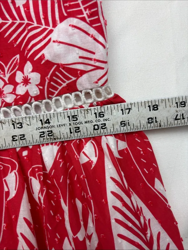 Farm Rio size small Red White Tropical Print Button-Front Maxi Dress vaca party - Image 6