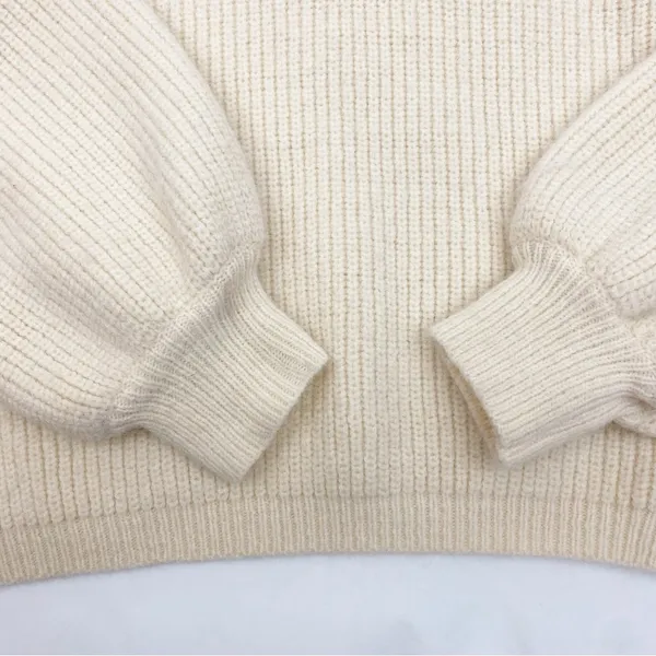 Petal + Pup Freddie Ribbed Knit Balloon Sleeve Turtleneck Sweater Ivory Cream - Image 9