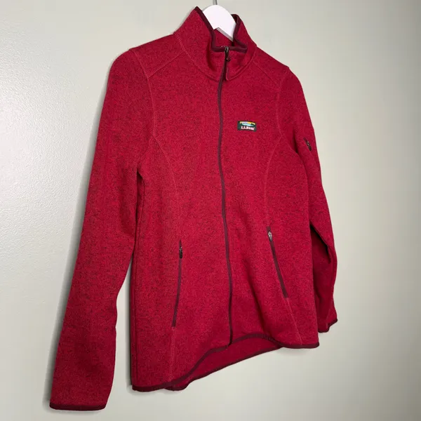L.L. Bean Women’s Sweater Fleece Full Zip Jacket Red‎ Size Small - Image 3