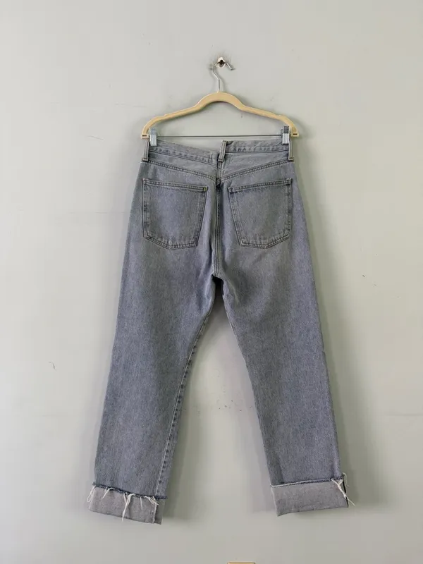 Agolde Criss Cross Straight Leg Dimension Light Wash Organic‎ Cotton Denim Jeans - Image 4