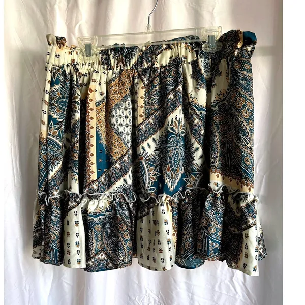 Boho Paisley Skirt Cottagecore‎ Ruffle Tiered Skirt Coastal Cowgirl Flowy XXL - Image 3