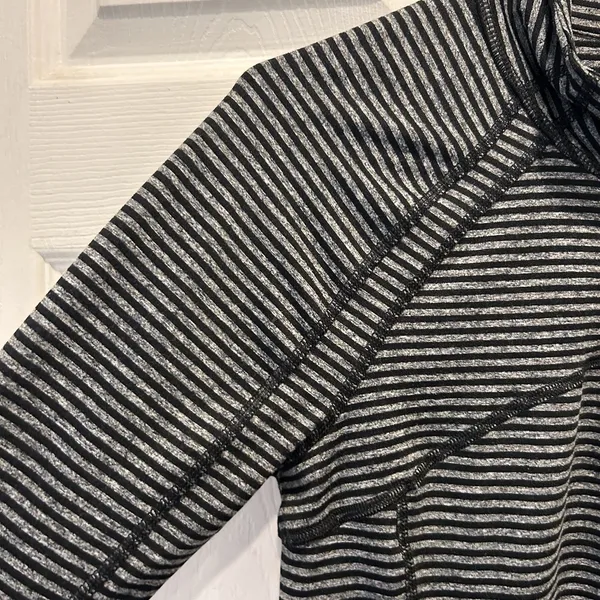 RBX Womens Black‎ Gray Striped Full Zip Athletic Jacket Thumbholes S Activewear - Image 3