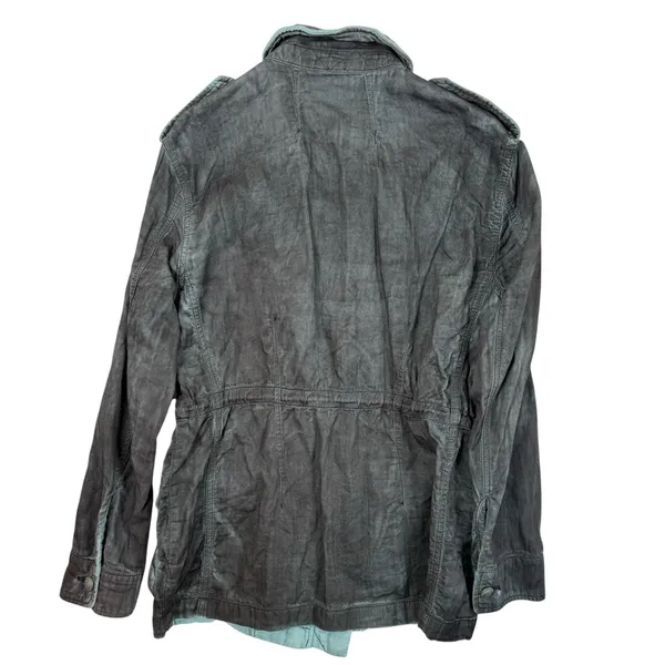 Free People Military Jacket Womens XS‎ Gray Blue Double Cloth Utility Coat - Image 3