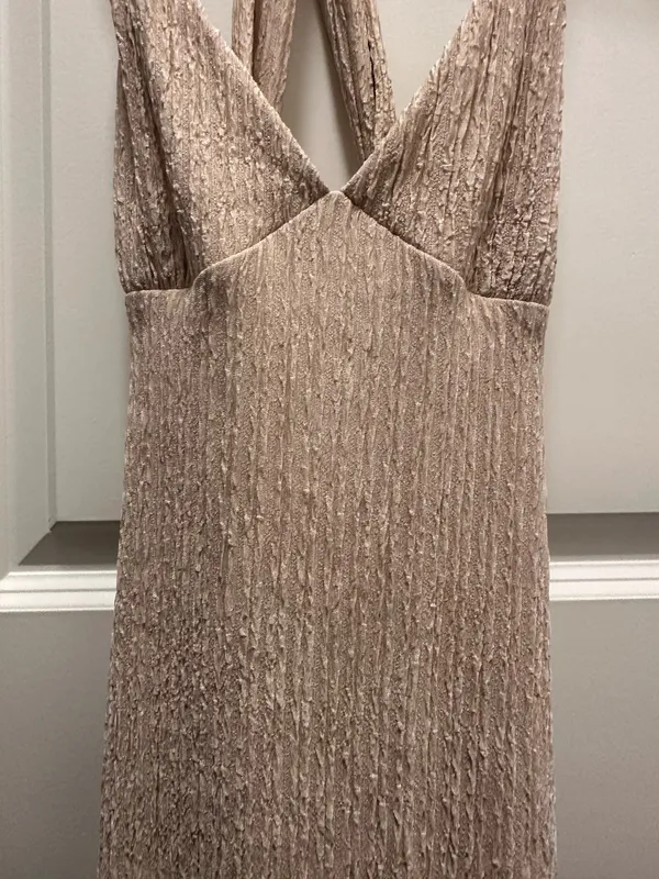 Beige Textured Beachy Dress - Image 4