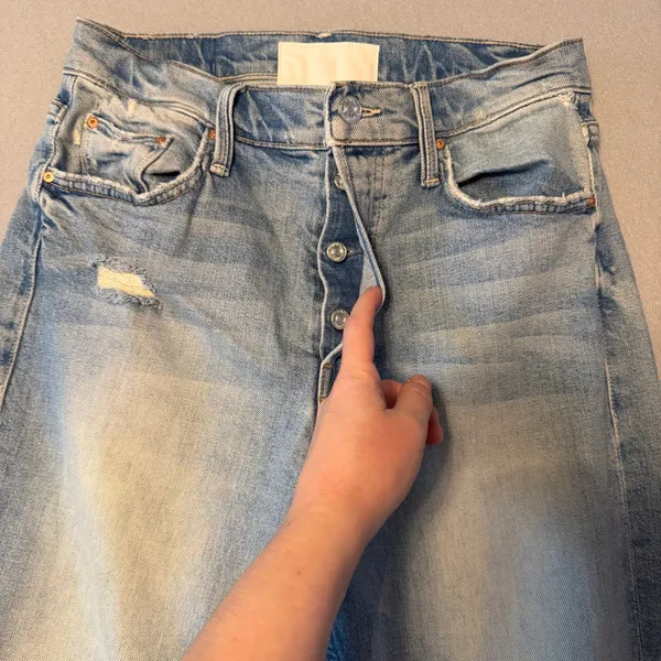MOTHER The Tomcat Straight Leg Distressed Jeans Light Blue Women Size 28 - Image 5