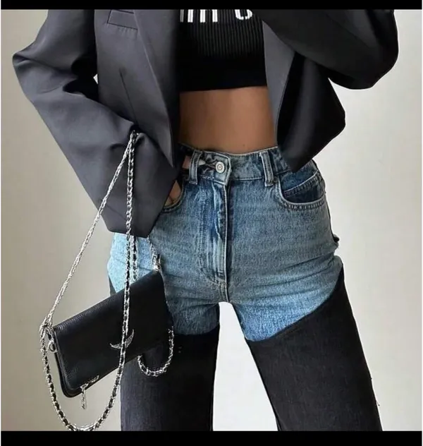 SheIn BNWT Country Concert Contrast Denim Jeans - Image 2