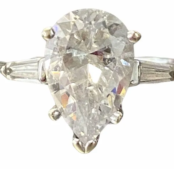 Women’s 14K Pear Shape White Gold CZ Zirconia Wedding Or Engagement Sz 10 Ring - Image 2