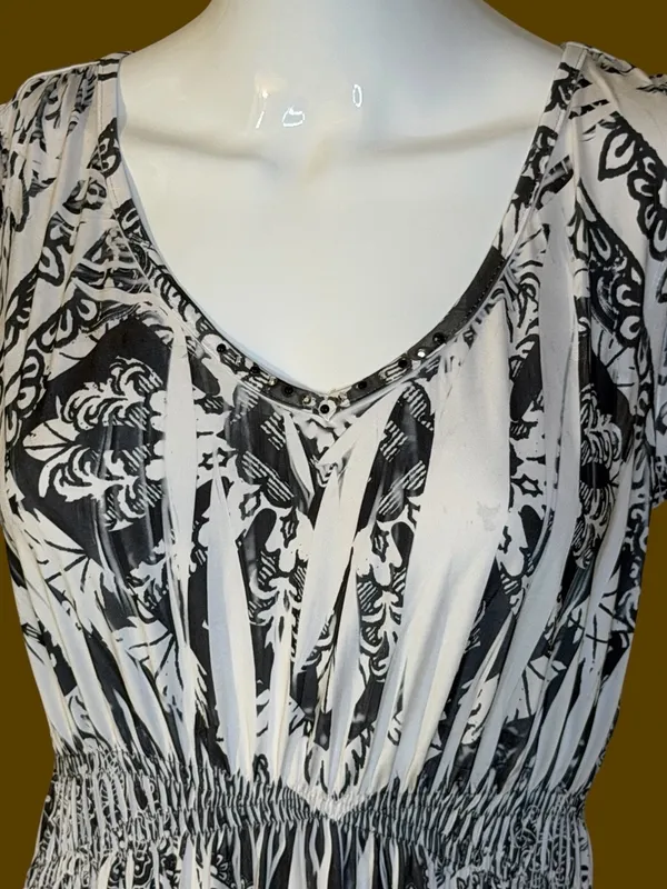 Apt. 9 Black & White Paisley Stripe Midi Dress - Image 4