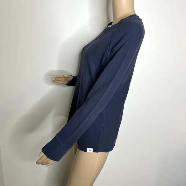 LL Bean Blue Ribbed Long Sleeve Top Size M - Image 2
