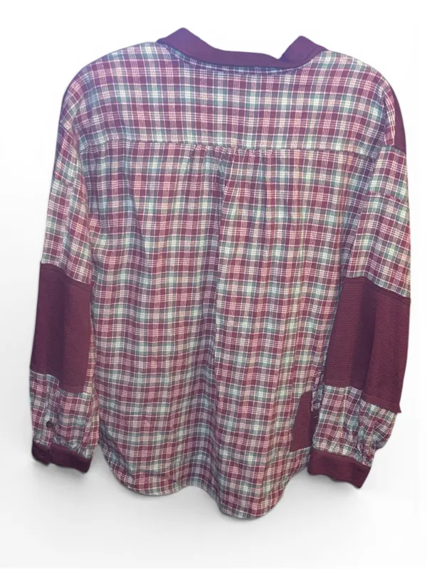 Easel SM Burgundy and Green Plaid Button-Down Shirt - Image 3
