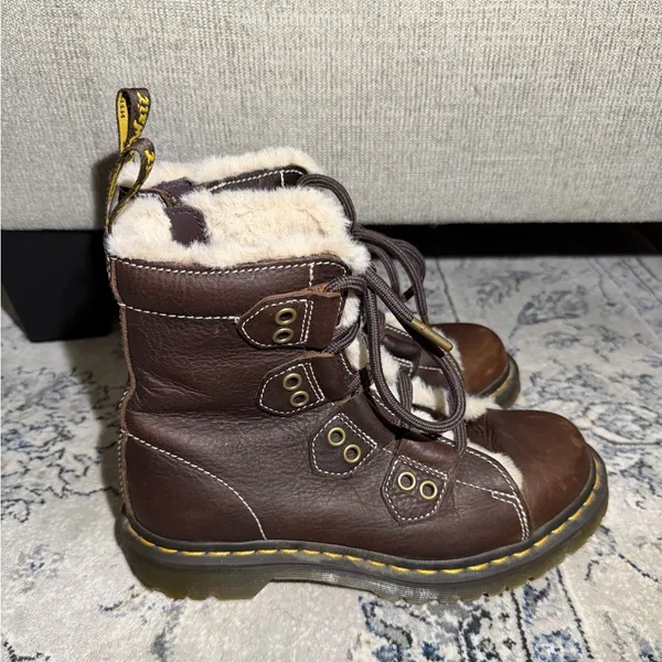 Dr. Martens 1460 Faux Fur Lined Lace-to-toe Leather Boots - Image 4