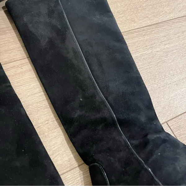 Coach Roma Black Tall Suede Heeled Knee High Boot Leather Size 10 - Image 7