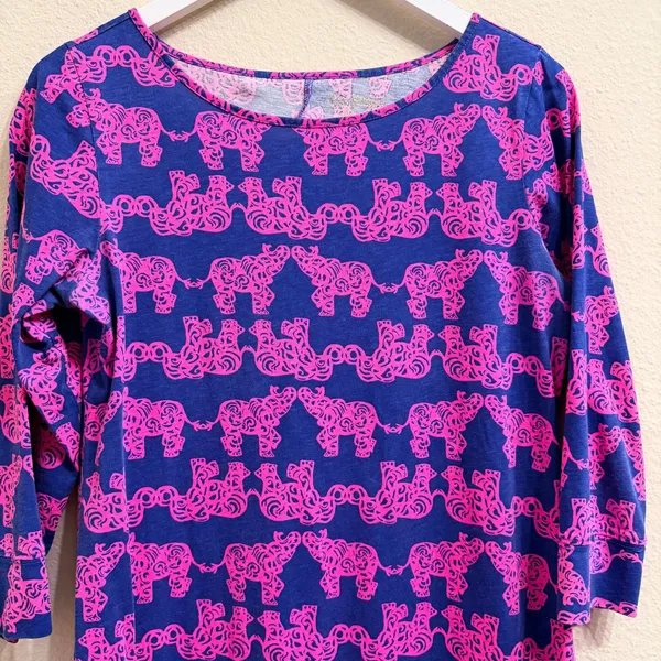 Lilly Pulitzer Marlowe "Pack Your Trunk" Mini Dress Medium Elephant Pima Cotton - Image 5