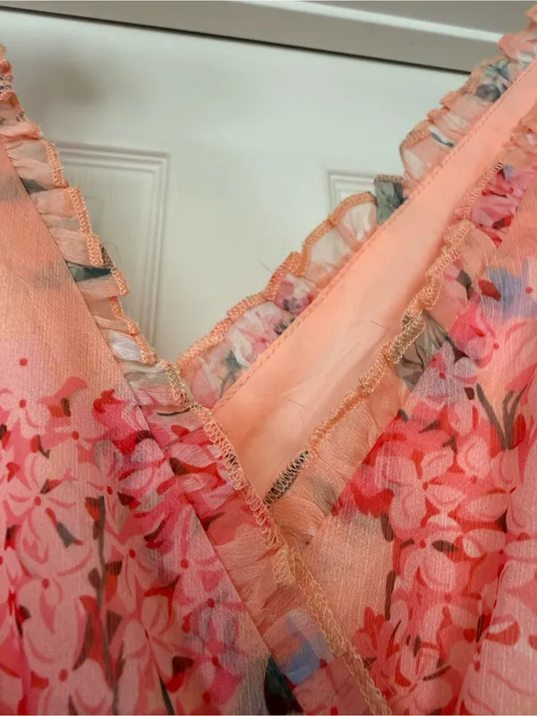 Petal & Pup Peach Floral Tiered Ruffle Maxi Dress - Image 3