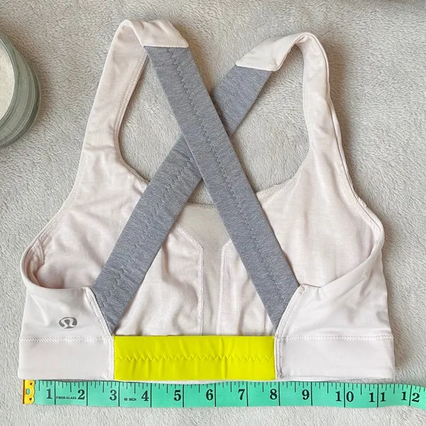 Lululemon Bra Colorblock Sz 2 Pink Green Gray Pastel Crossback - Image 4