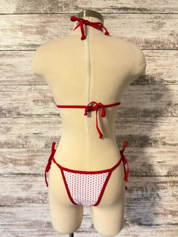 Boutique White Bikini with Red Polka Dots - Image 4