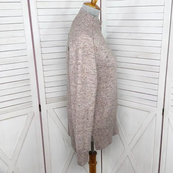 Loft Speckled Mock Neck Space‎ Dyed Tunic Sweater Tan Multi Size Small - Image 3