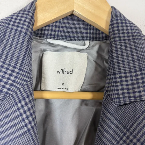 NWOT Wilfred by Aritzia Margaux Oversized Plaid Blazer Blue/Grey Size 0 - Image 8