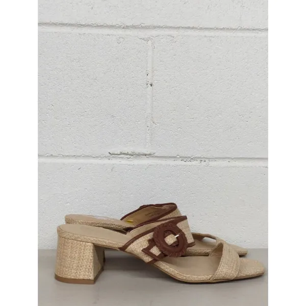 new Jack Rogers callie block heel straw beach brown sandal sz10 strappy buckle - Image 4