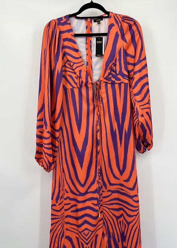 AFRM Portia Dress in Orange Zebra Small - Image 8