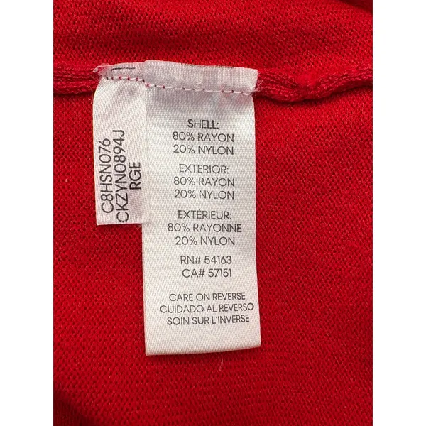 Calvin‎ Klein Sweater Women Large Red Mock Neck Button Shoulder Knit Long Sleeve - Image 7